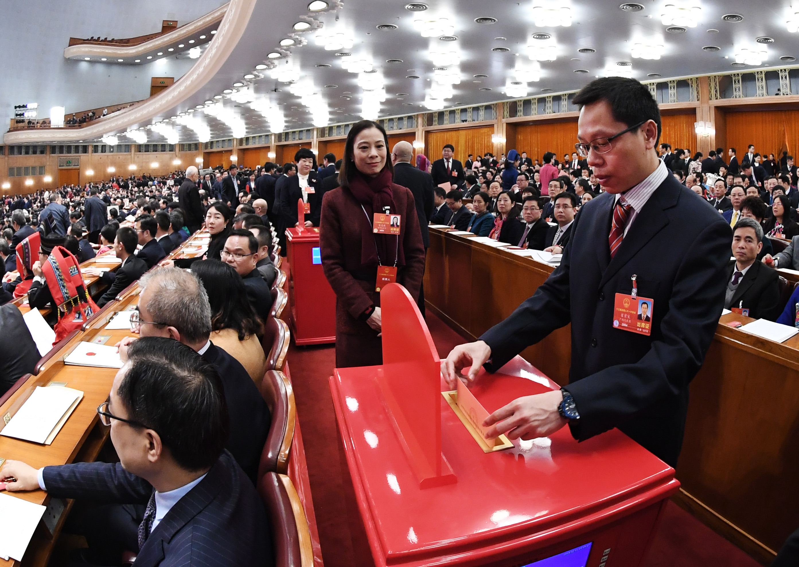 代表投票表决中华人民共和国宪法修正案草案